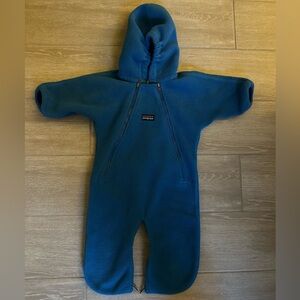 Patagonia Teal Fleece One-Piece Hooded Snowsuit for Babies